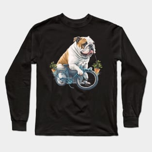 Bulldog Riding A Bicycle Long Sleeve T-Shirt